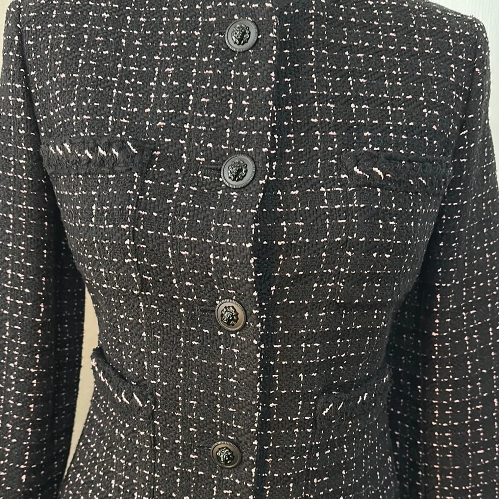 CHANEL Black & Pink Tweed Uniform Blazer